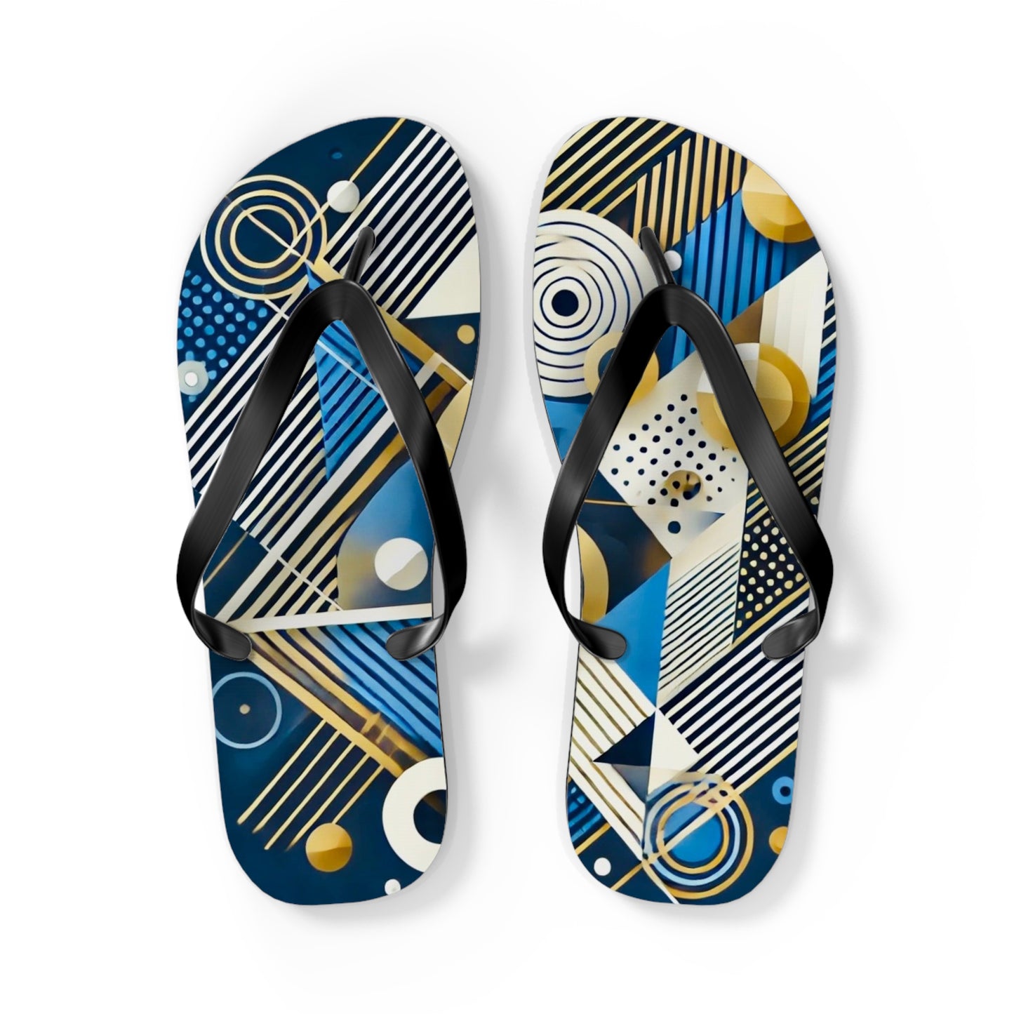 Geo Blue Flip Flops