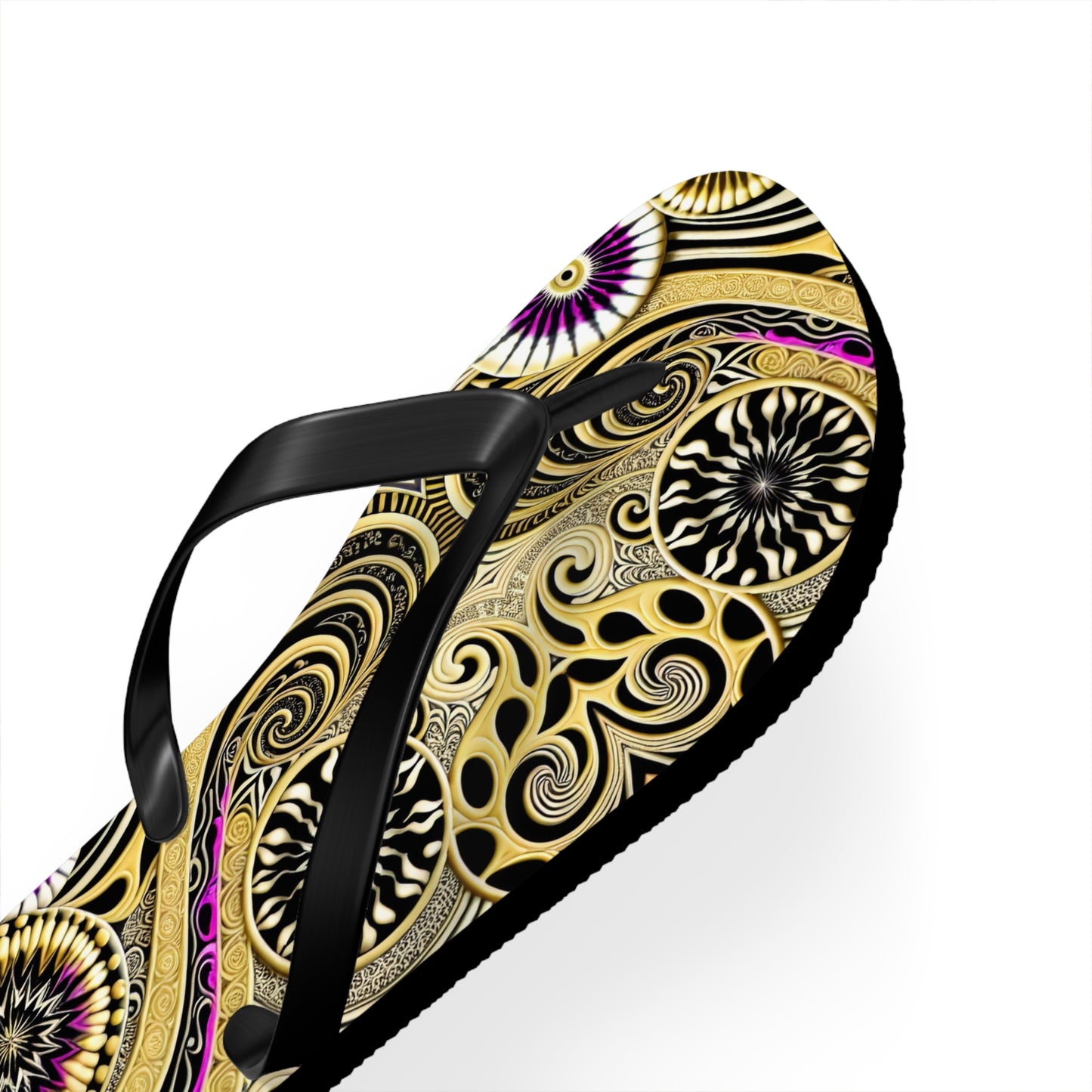 Golden Swirl Flip Flops